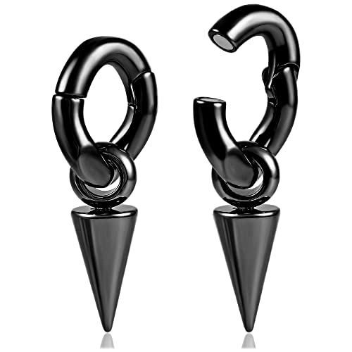 Vankula Ear Weights Ohr tunnel Gewichte Flesh Hangers Drehreifen mit Niete Edelstahl für männer damen Ohrpiercing Gestreckte Schmuck 6mm Schwarz von Vankula