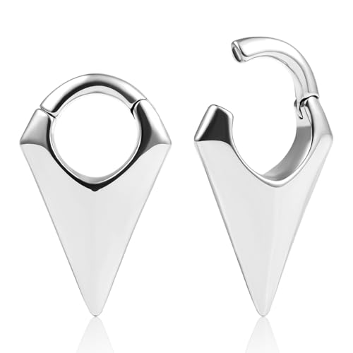 Vankula Ohr Tunnel Gewichte Flesh Ear Weights Hangers Punk Dreiecke Edelstahl für männer damen Ohrpiercing Gestreckte Schmuck 4mm Silber 4 von Vankula