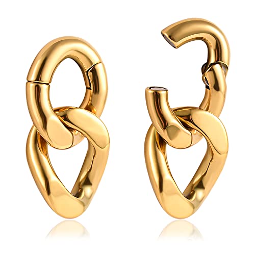 Vankula Ohr Tunnel Gewichte Flesh Ear Weights Kette Edelstahl für männer damen Ohrpiercing Gestreckte Schmuck 6mm Gold-2 von Vankula