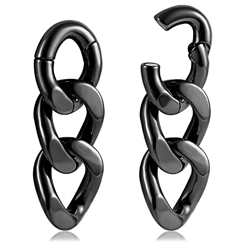 Vankula Ohr Tunnel Gewichte Flesh Ear Weights Kette Edelstahl für männer damen Ohrpiercing Gestreckte Schmuck 6mm Schwarz-3 von Vankula