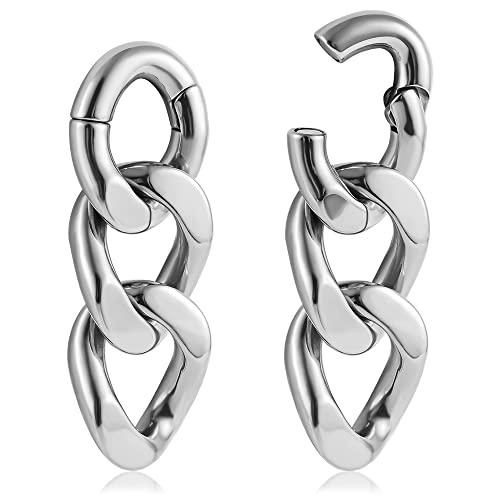 Vankula Ohr Tunnel Gewichte Flesh Ear Weights Kette Edelstahl für männer damen Ohrpiercing Gestreckte Schmuck 6mm Silber-3 von Vankula