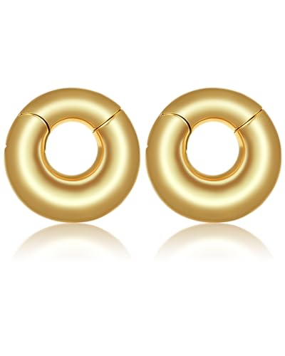 Vankula Ohr Tunnel Gewichte Hangers Creolen Edelstahl für männer damen Ohrpiercing Gestreckte Schmuck 8mm(0G) Gold von Vankula