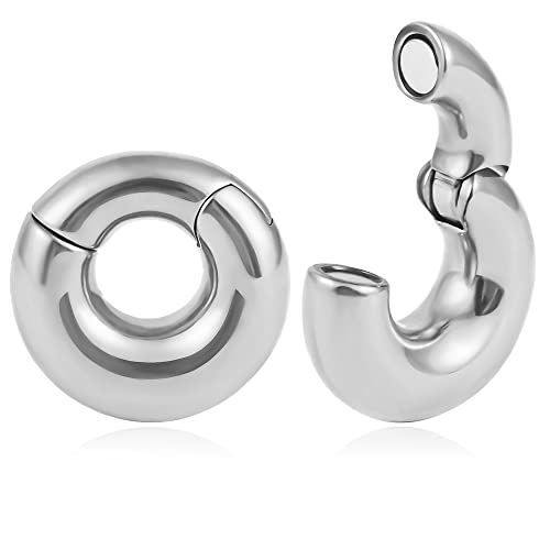 Vankula Ohr Tunnel Gewichte Hangers Creolen Edelstahl für männer damen Ohrpiercing Gestreckte Schmuck 8mm(0G) Silber von Vankula