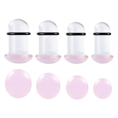 Vankula Ohr Tunnel Plug Stretching Kit 8 stück Glas Single Flared Dehnset 7-10mm mit O-Ringen Ohrpiercing Dehn Schmuck für männer damen Rosa von Vankula
