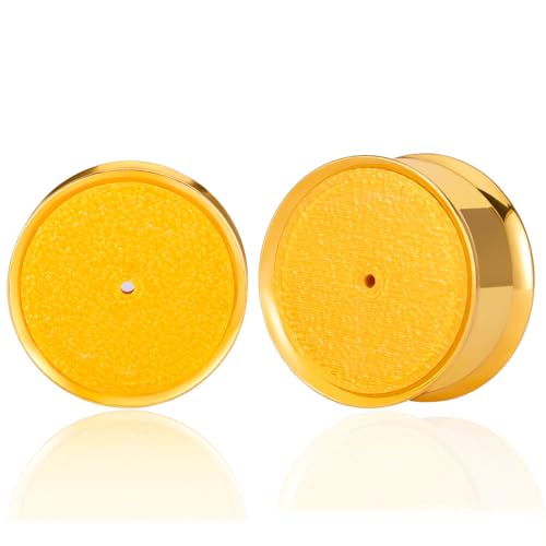 Vankula Ohr Tunnel Single Flared Flesh Plugs mit Loch – Trage deine Lieblingsohrringe 1 Paar Edelstahl für männer damen Ohrpiercing dehnen Schmuck 14mm(9/16") Gold von Vankula