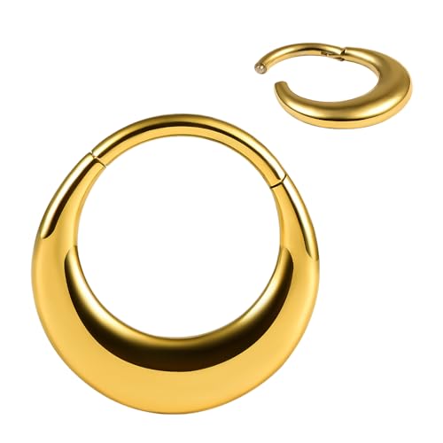 Vankula Septum Piercing Ring Hinged Segment Clicker 8mm 16g Chirurgenstahl Helix Daith Tragus Conch Piercing Schmuck für Frauen und Männer Hoop Gold von Vankula