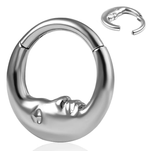 Vankula Septum Piercing Ring G23 Titanium Hinged Segment Clicker 8mm 16g Nasenpiercing Helix Rook Daith Tragus Piercing Schmuck für Frauen und Männer Silber von Vankula