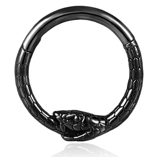 Vankula Septum Piercing Ring Hinged Segment Clicker Chirurgenstahl 8mm 16g Schlange Helix Daith Tragus Conch Piercing Schmuck für Frauen und Männer Schwarz Vankula Septum Piercing Ring Hinged Segment Clicker Chirurgenstahl 8mm 16g Schlange Helix Daith Tragus Conch Piercing Schmuck für Frauen und Männer Schwarz von Vankula