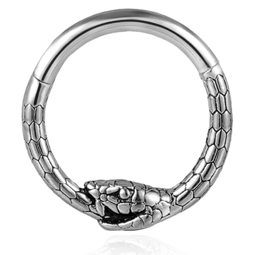 Vankula Septum Piercing Ring Hinged Segment Clicker Chirurgenstahl 8mm 16g Schlange Helix Daith Tragus Conch Piercing Schmuck für Frauen und Männer Silber Vankula Septum Piercing Ring Hinged Segment Clicker Chirurgenstahl 8mm 16g Schlange Helix Daith Tragus Conch Piercing Schmuck für Frauen und Männer Silber von Vankula