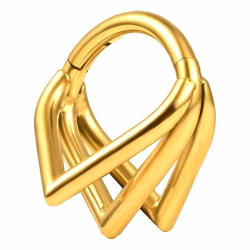 Vankula Septum Segmentring Clicker aus G23 Titanium Hinged Piercing Ring 10mm 16g Helix Nase Tragus Daith Piercing Schmuck für Frauen und Männer Gold von Vankula