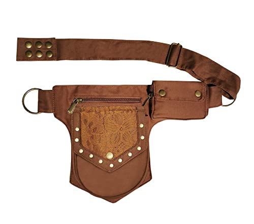 Vanlison Beintasche Oberschenkeltasche für Damen Renaissance Tasche Spitze Hüfttasche Festival Tasche Hüfttasche Renaissance Gürteltasche Damen, Braun, Medium von Vanlison