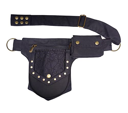 Vanlison Beintasche Oberschenkeltasche für Frauen Renaissance Tasche Spitze Hüfttasche Festival Tasche Hüfttasche Renaissance Gürteltasche Frauen, Schwarz, Medium von Vanlison