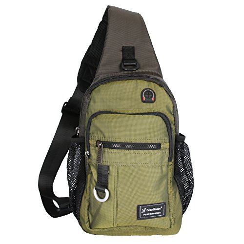 Vanlison Schulterrucksack Sling Rucksack Sling Bag Umhängetasche Daypack Crossbag mit Verstellbarem Schultergurt Mann Frauen Tasche Armee Grün von Vanlison