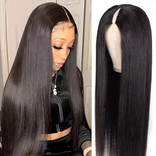 V Part Wig Human Hair Straight Echthaar Perücke 180% Density Real Hair Wig For Women Upgrade U Part Wig Brazilian Human Hair Wig No Lace Wear And Go Glueless Wig Perücke Damen Echthaar 18 Inch von Vanmast