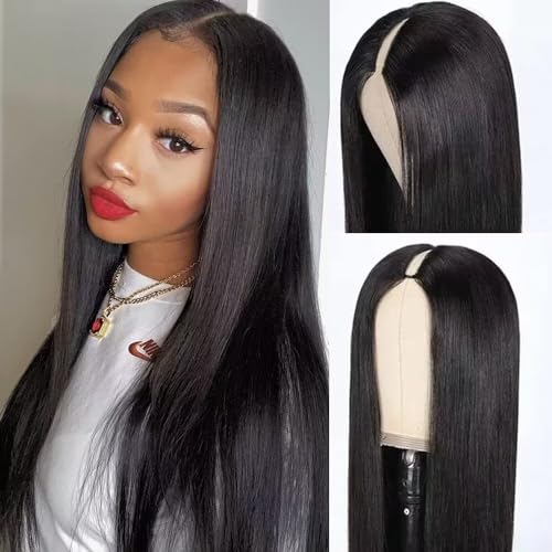 V Part Wig Human Hair Straight Echthaar Perücke 180% Density Real Hair Wig For Women Upgrade U Part Wig Brazilian Human Hair Wig No Lace Wear And Go Glueless Wig Perücke Damen Echthaar 20 Inch von Vanmast