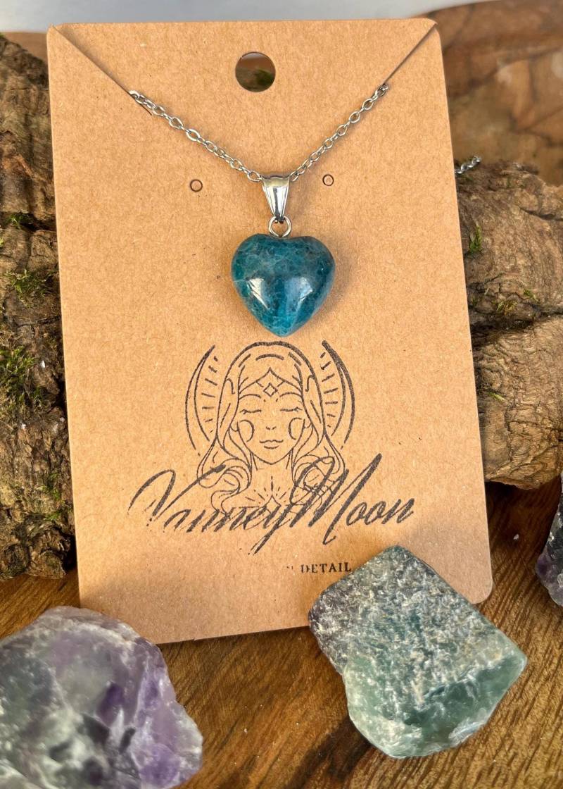 Blauer Apatit Halskette/1A Qualität Heilsteinkettemit Flash Minimalistisch von VanneyMoons