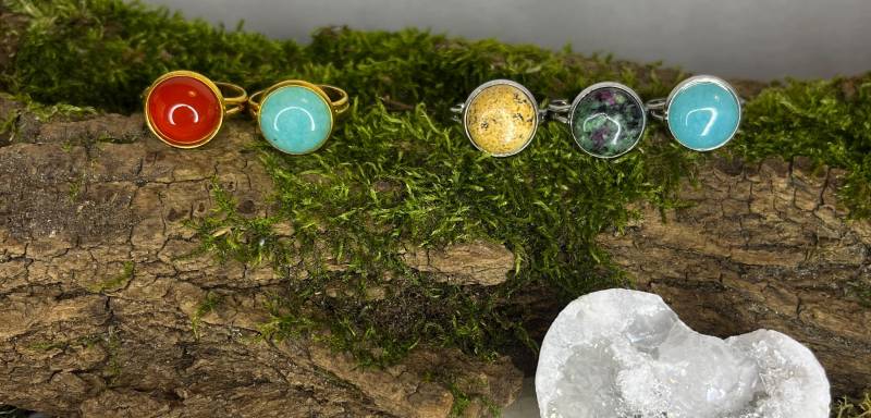 Heilstein Ringe Verstellbar - Vergoldet &edelstahl von VanneyMoons