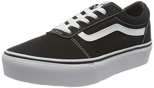 Vans Damen Ward Platform Canvas Sneaker, Canvas Black White, 37 EU von Vans