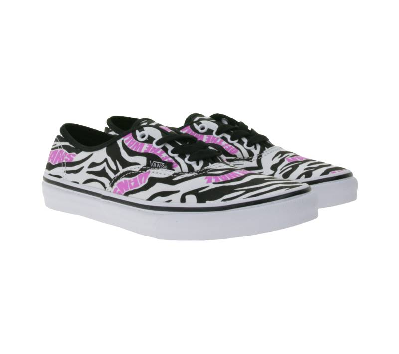 VANS Authentic Kinder Canvas-Sneaker im Zebra-Design Schnür-Schuhe mit pinkem Schriftzug Teenager Mädchen Zebra Daze VN0A4UH3BMA1 Schwarz/Weiß von Vans