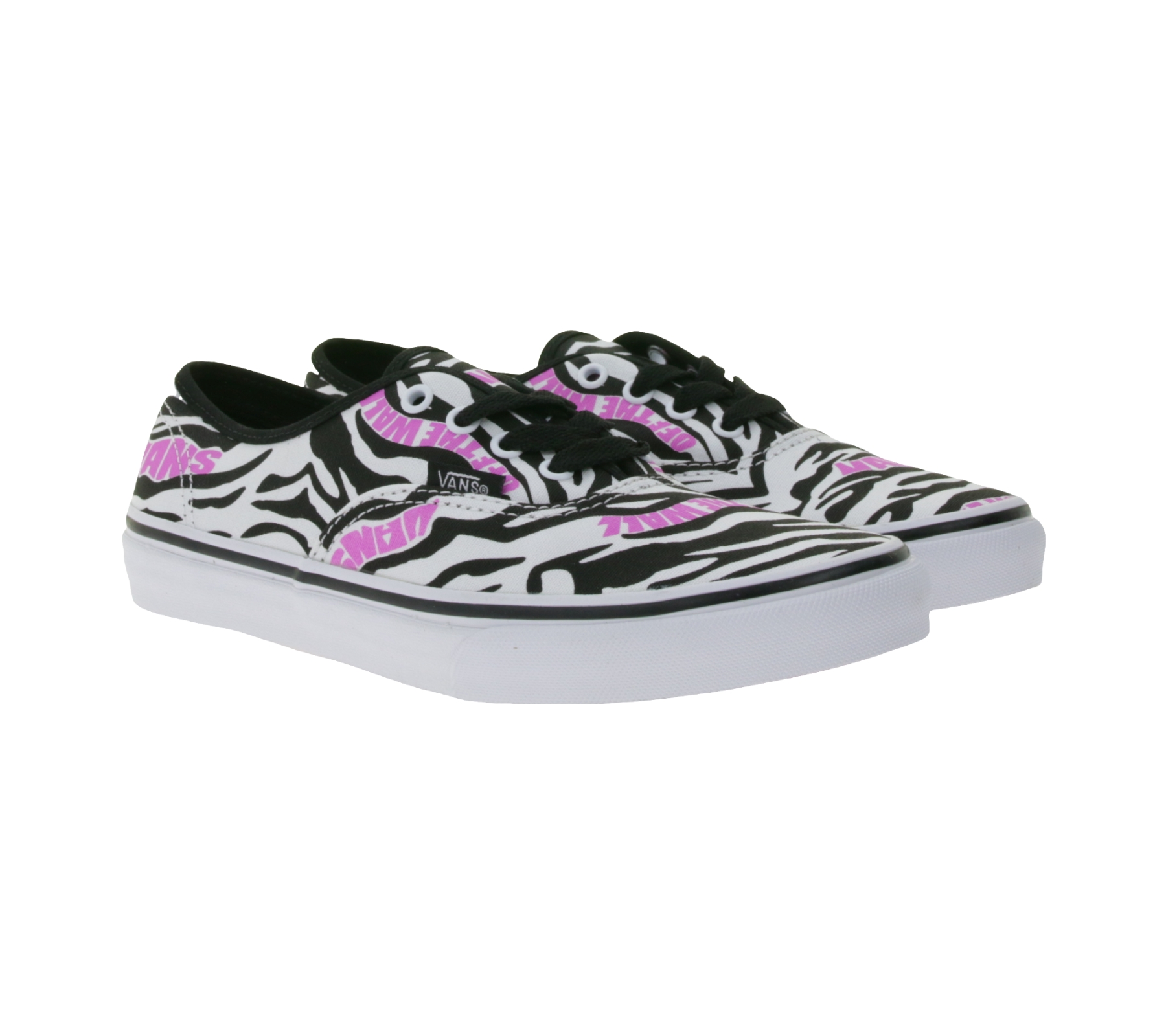 VANS Authentic Kinder Canvas-Sneaker im Zebra-Design Schnür-Schuhe mit pinkem Schriftzug Teenager Mädchen Zebra Daze VN0A4UH3BMA1 Schwarz/Weiß von Vans