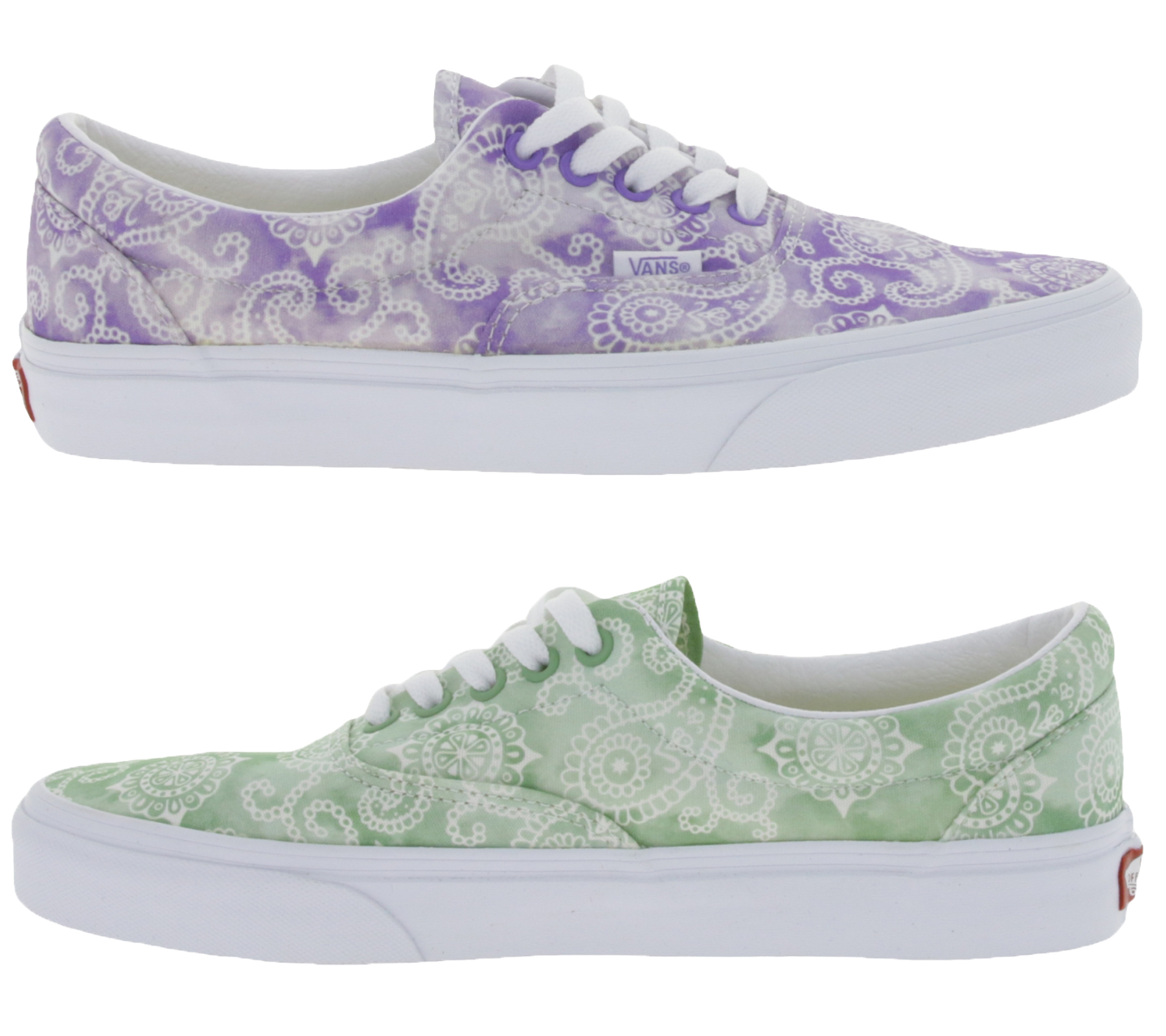 VANS ERA Sneaker Canvas-Schuhe für Damen und Herren mit Paisley-Muster Lila/Weiß oder Grün/Weiß von Vans