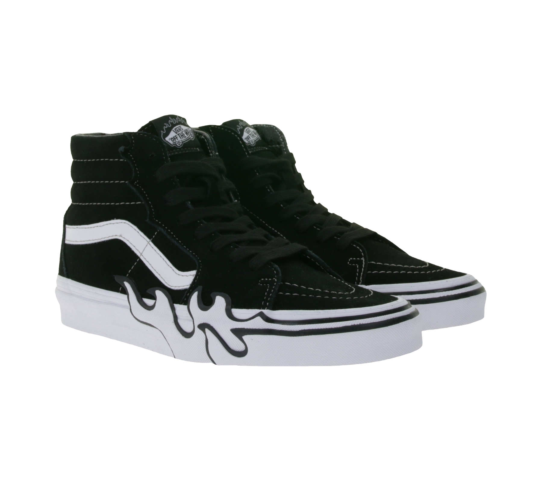 VANS SK8-Hi Flame Damen High-Top Sneaker mit Flammen-Design Wildleder-Schuhe VN0005UJBZW1 Schwarz/Weiß von Vans