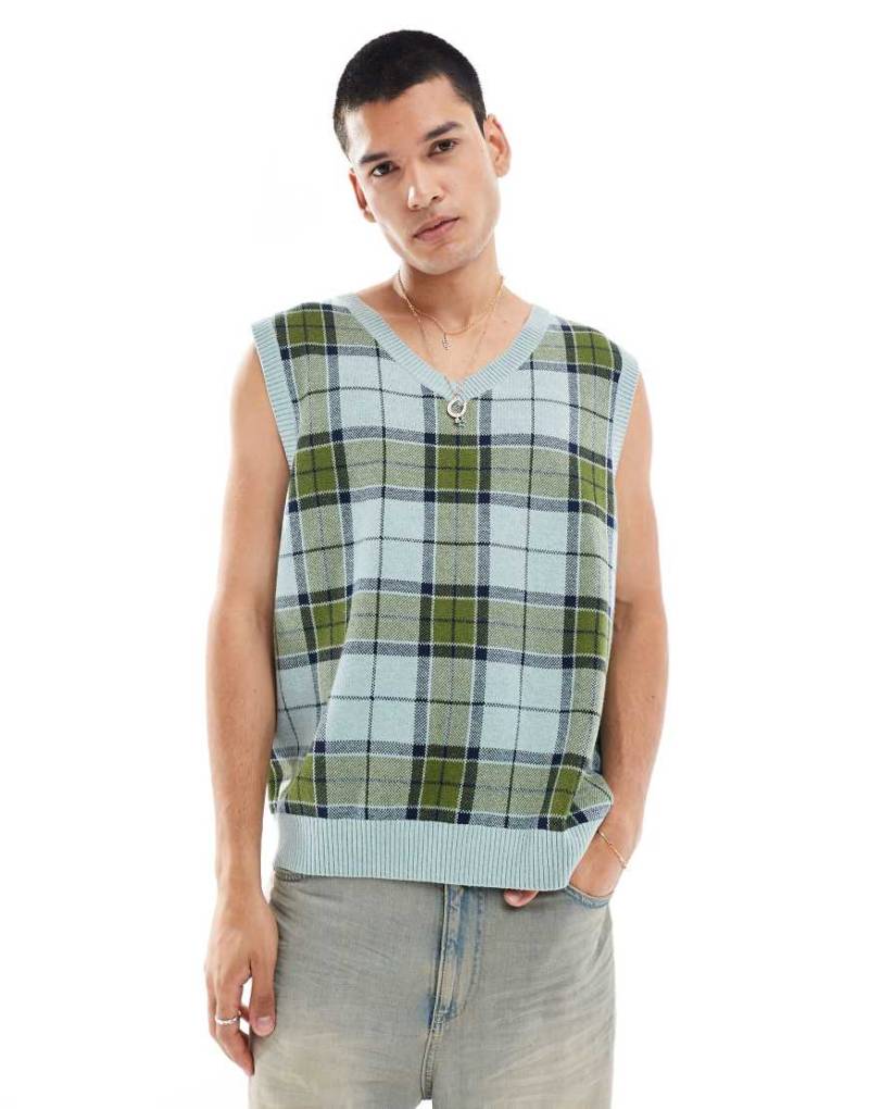 Vans - Almondwood - Karierter Pullunder in Grau und Grün-Bunt von Vans