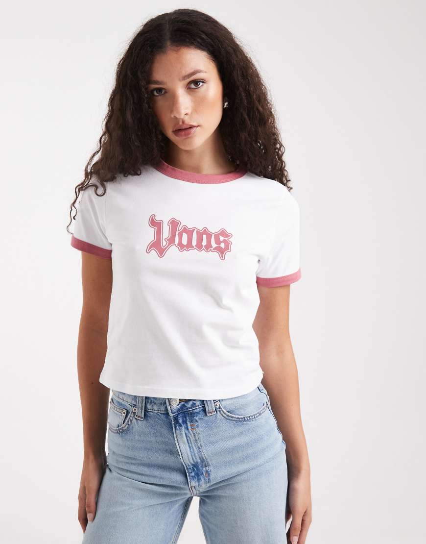 Vans - Apple Boom - Ringer-T-Shirt in Weiß/Mauvewood Vans - Apple Boom - Ringer-T-Shirt in Weiß/Mauvewood von Vans