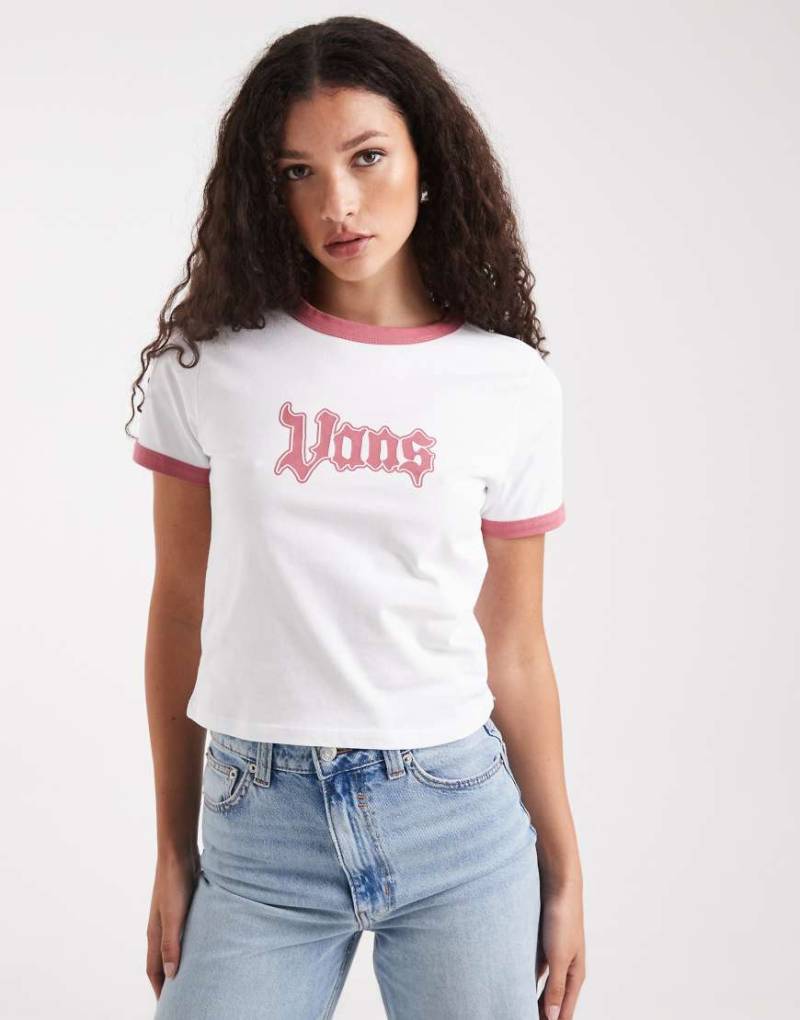 Vans - Apple Boom - Ringer-T-Shirt in Weiß/Mauvewood Vans - Apple Boom - Ringer-T-Shirt in Weiß/Mauvewood von Vans