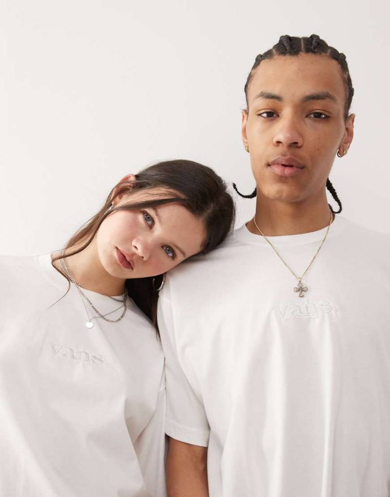 Vans - Basic-T-Shirt in Wollweiß mit Oversize-Schnitt und Logoprint auf dem Rücken von Vans