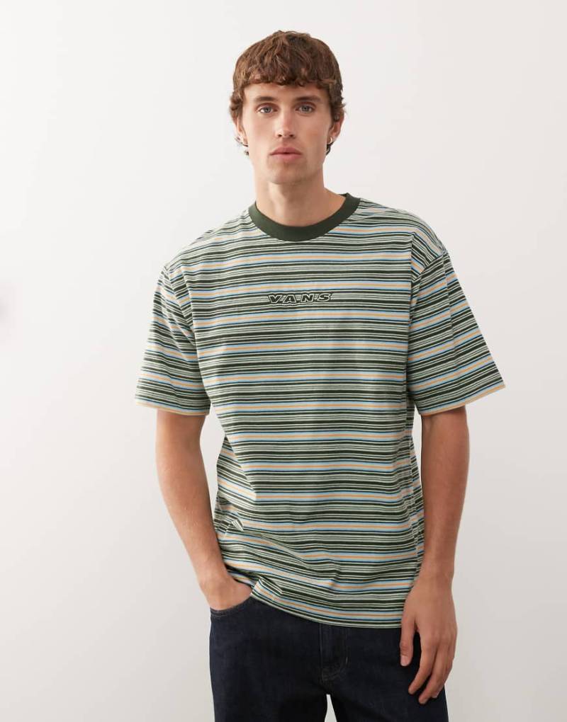 Vans - Cameron - Strick-T-Shirt in Olivgrau gestreift-Grün von Vans