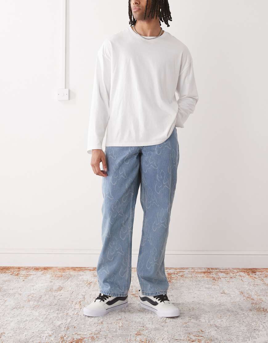 Vans - Check-5 Blaze - Loose Fit Denim-Jeans in blauer Waschung mit All-over-Prints von Vans