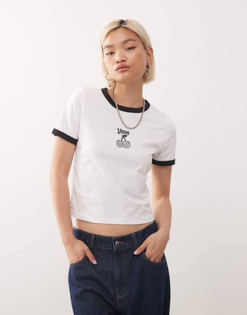 Vans - Cherry Bom - Ringer-T-Shirt in Weiß von Vans