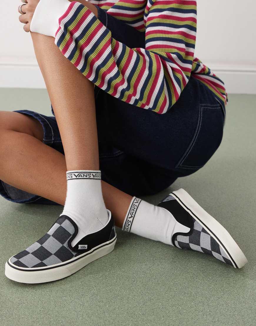 Vans - Classic Slip-ON Monochrome - Sneaker zum Hineinschlüpfen in Schwarz mit Schachbrettmuster von Vans