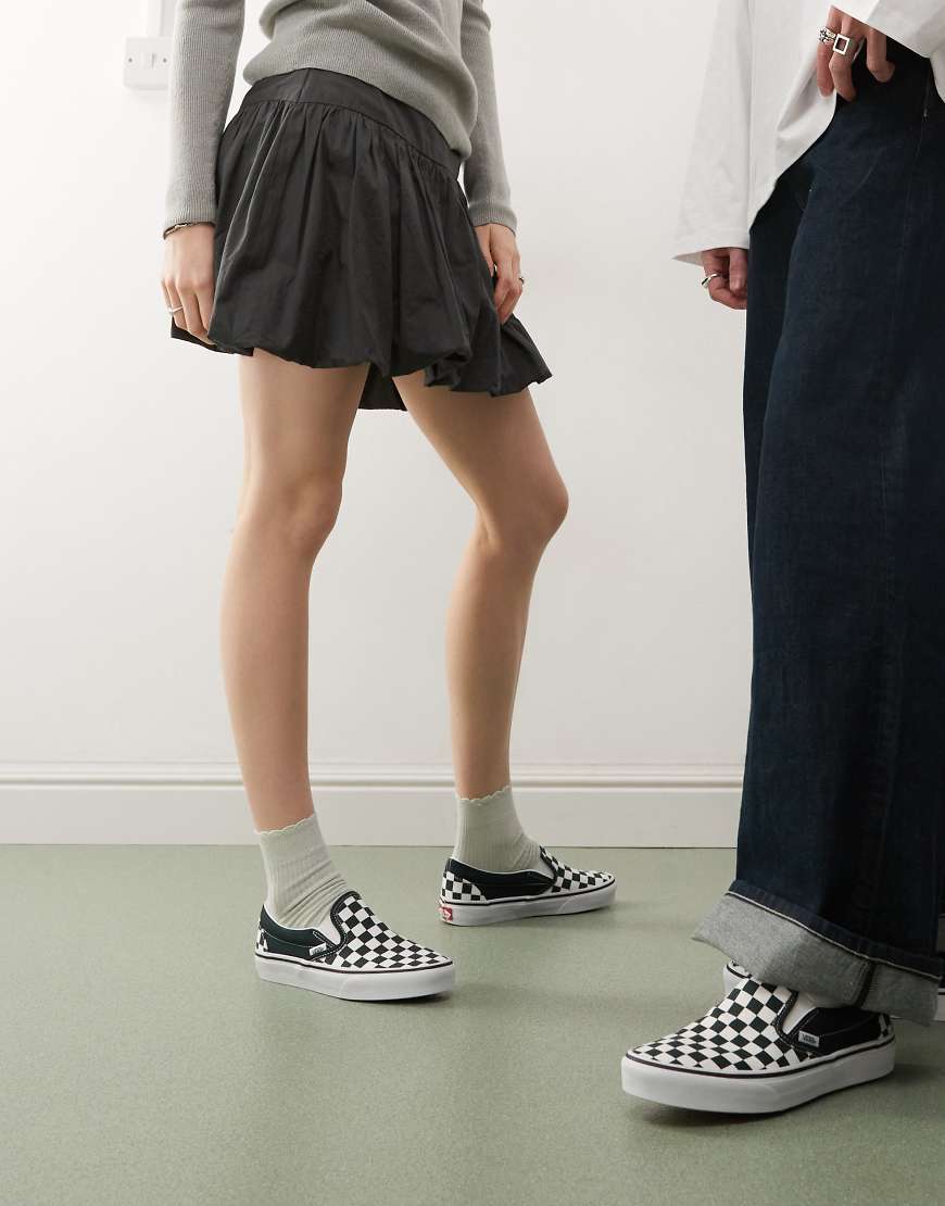 Vans Classic - Slip-On Colour Theory - Sneaker zum Reinschlüpfen in Dunkelgrün mit Schachbrettmuster von Vans