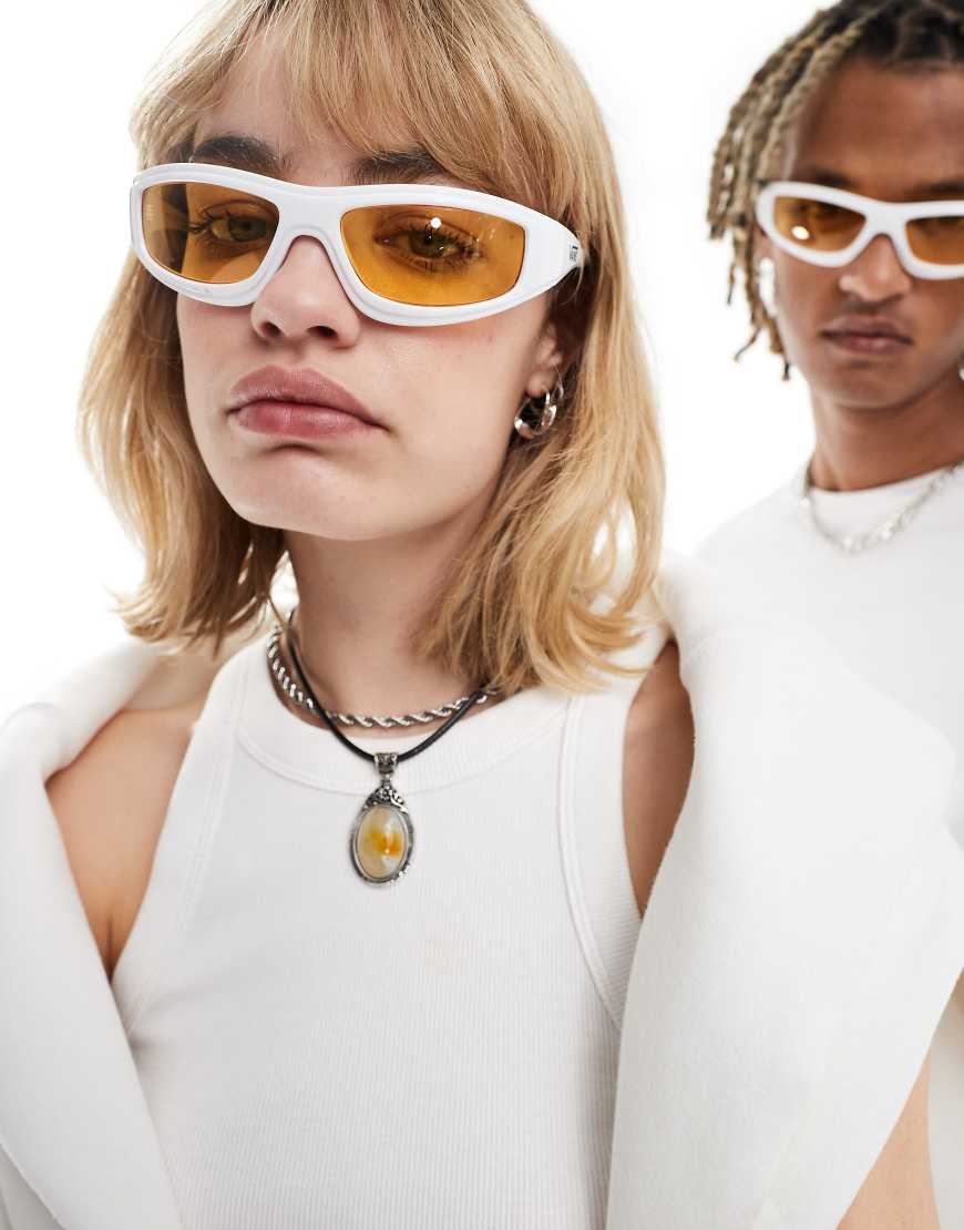 Vans - Felix - Sonnenbrille in Weiß mit Gläsern in Hellbraun von Vans