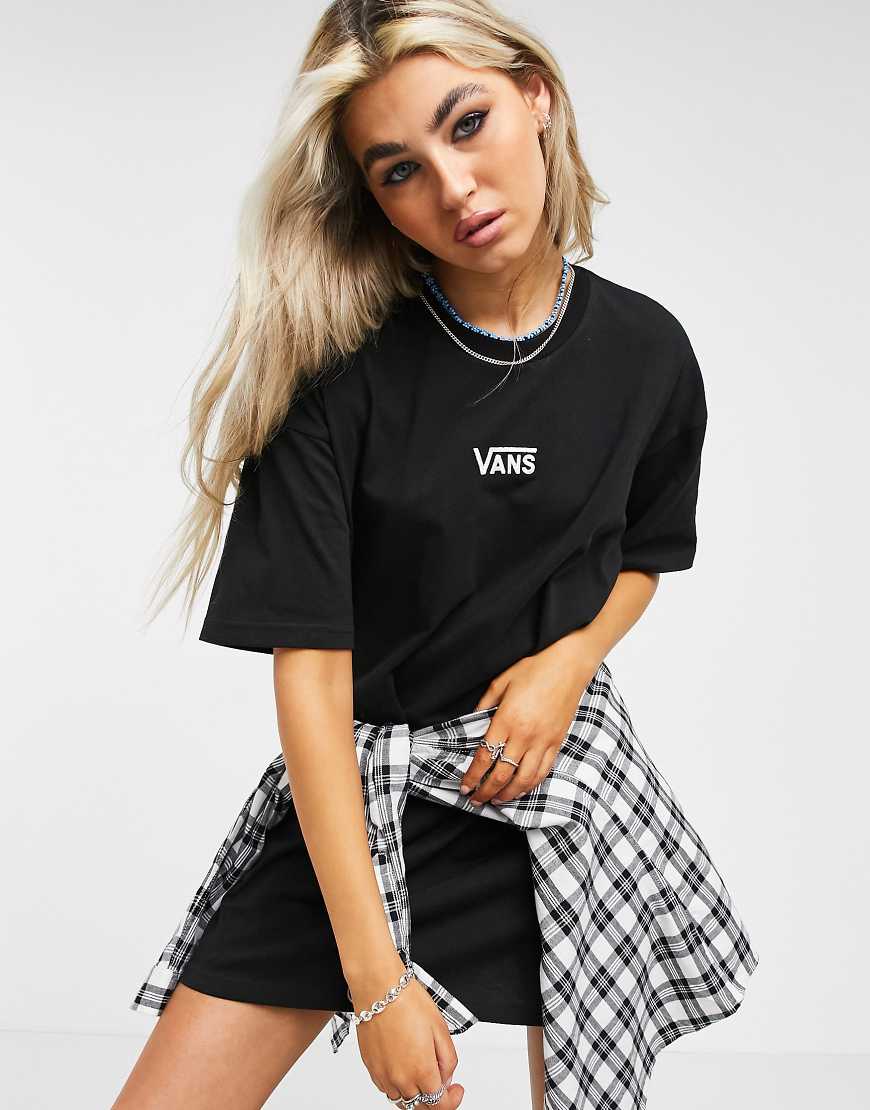 Vans - Flying V - T-Shirt-Kleid mit mittigem Logo-Schwarz von Vans