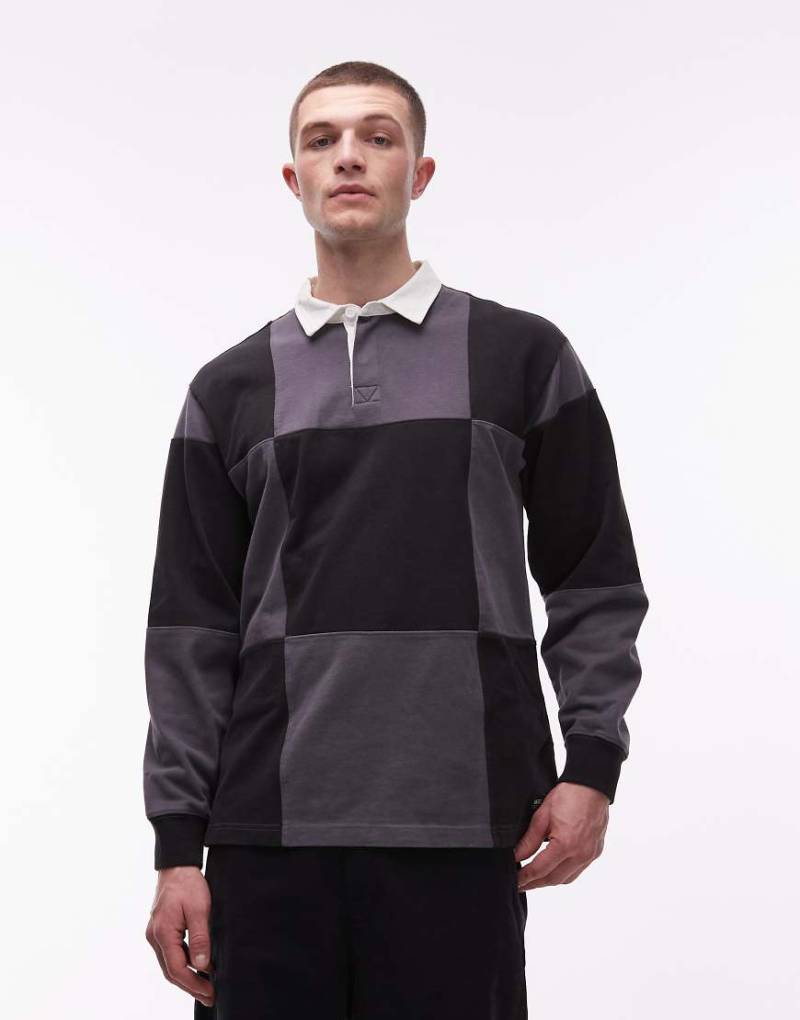 Vans - Grant - Rugby-Strickpullover in Schwarz mit Schachbrettmuster von Vans