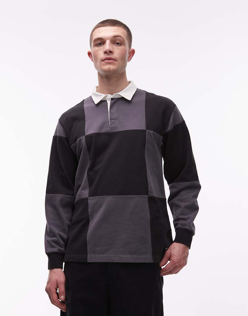 Vans - Grant - Rugby-Strickpullover in Schwarz mit Schachbrettmuster von Vans