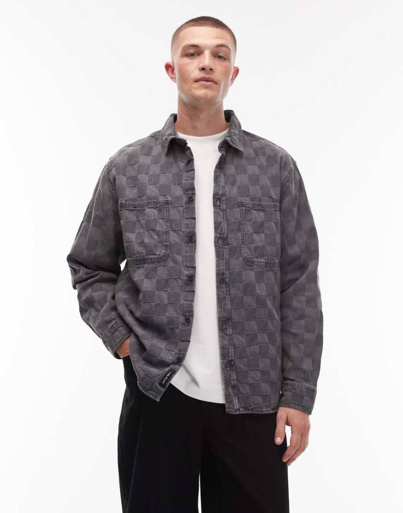 Vans - Hastings - Jeanshemd mit Schachbrettmuster in Schwarz von Vans