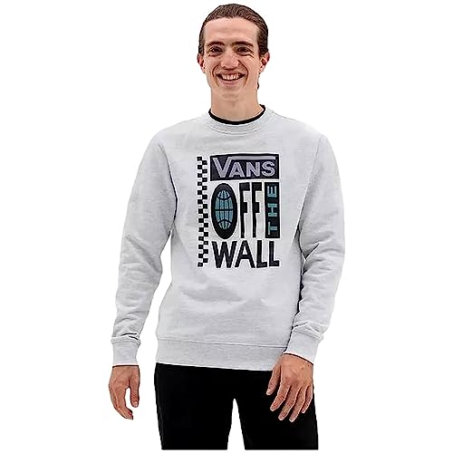Vans Herren Global Stack Crew Sweatshirt, White Heather, L von Vans