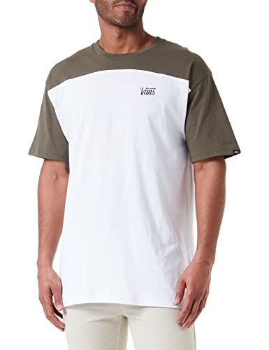 Vans Herren Script Crew Block SS T-Shirt, White-Grape Leaf, L von Vans