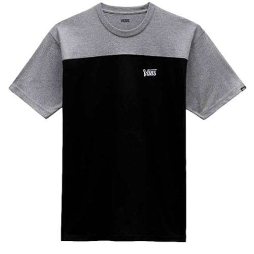 Vans Herren Script Crew Block Ss T-Shirt, Black-Grey Heather, L von Vans