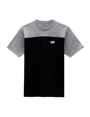 Vans Herren Script Crew Block Ss T-Shirt, Black-Grey Heather, M von Vans