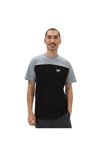 Vans Herren Script Crew Block Ss T-Shirt, Black-Grey Heather, XS von Vans
