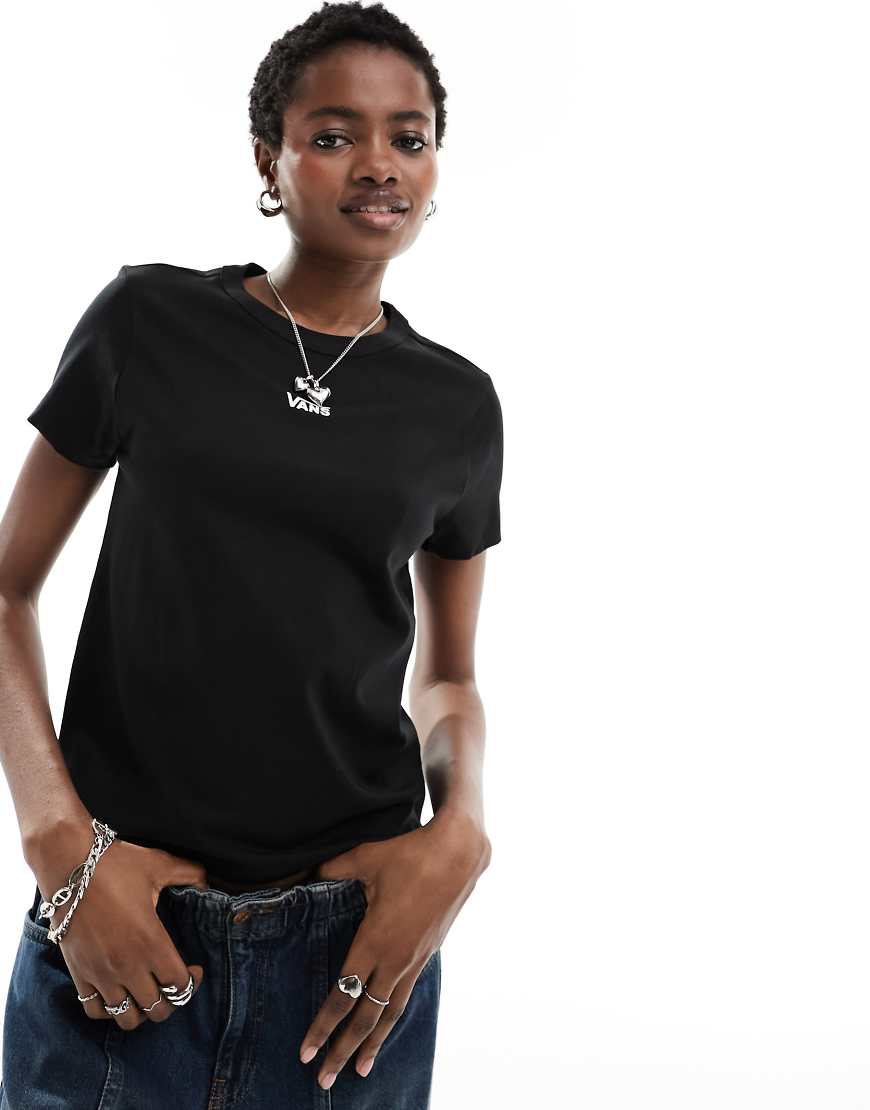Vans - Knapp geschnittenes T-Shirt in Schwarz mit mittigem Logo Vans - Knapp geschnittenes T-Shirt in Schwarz mit mittigem Logo von Vans