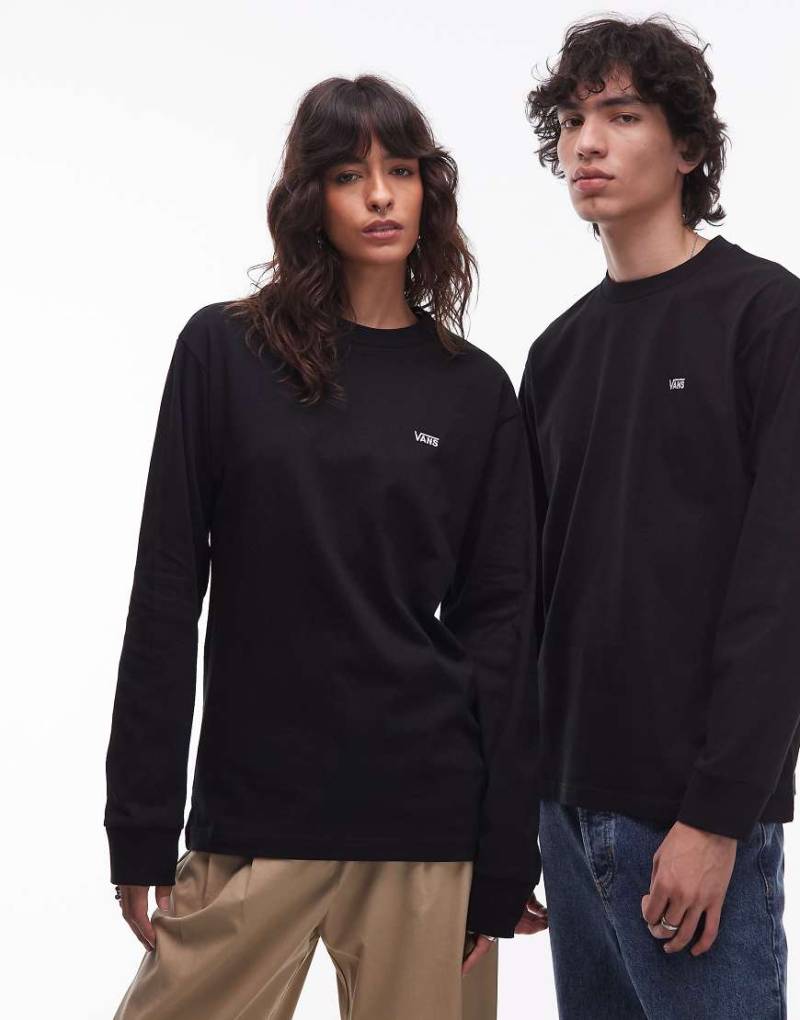 Vans - Langärmliges, locker geschnittenes Shirt in Schwarz mit Logo links an der Brust von Vans