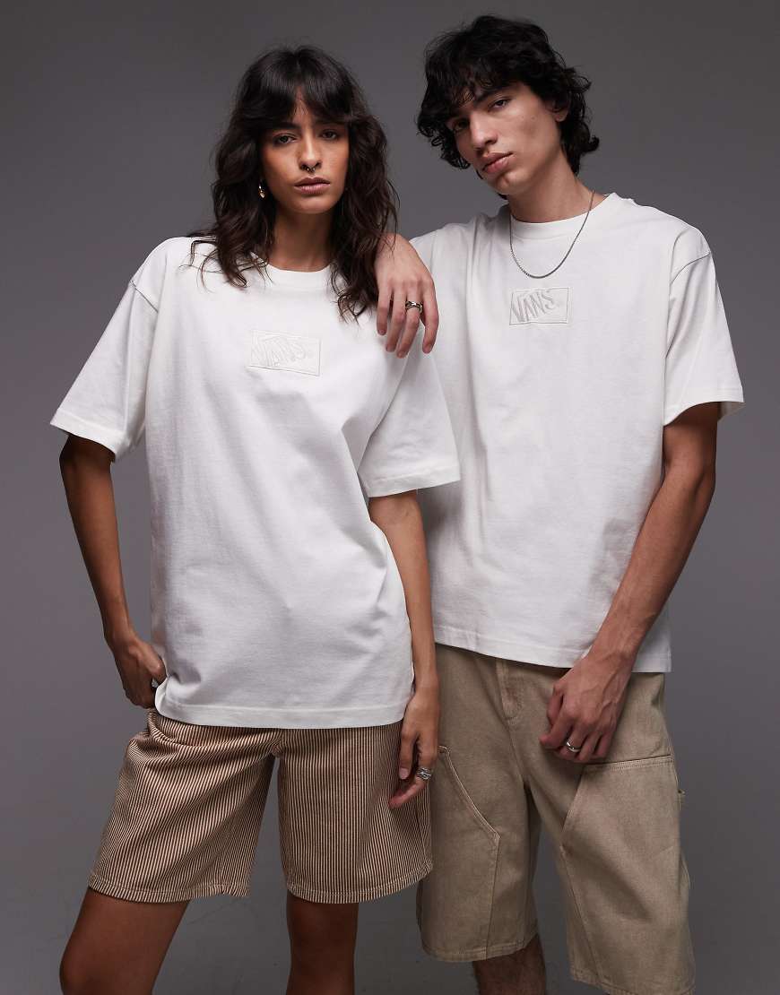 Vans - Locker geschnittenes T-Shirt in Wollweiß mit zentriertem, farblich abgestimmtem Box-Logo Vans - Locker geschnittenes T-Shirt in Wollweiß mit zentriertem, farblich abgestimmtem Box-Logo von Vans