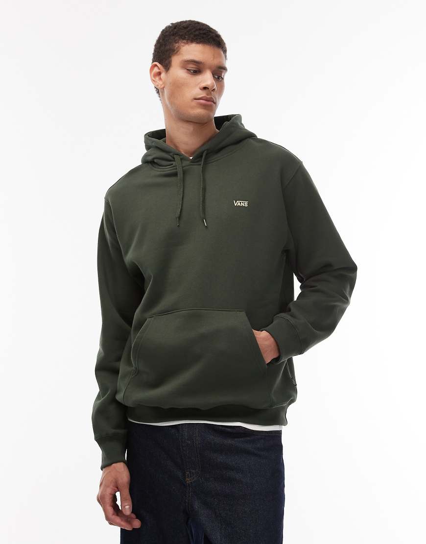 Vans - Loose-Fit-Kapuzenpullover in dunklem Olivgrün mit Logo auf der linken Brust von Vans