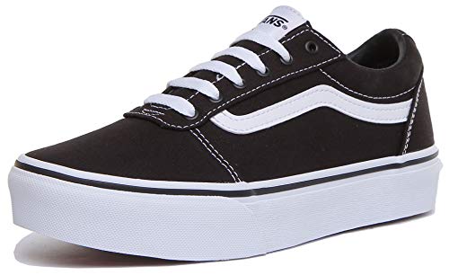 Vans Mädchen Ward Platform Canvas Sneaker, Leinwand Schwarz Weiß, 32 EU von Vans